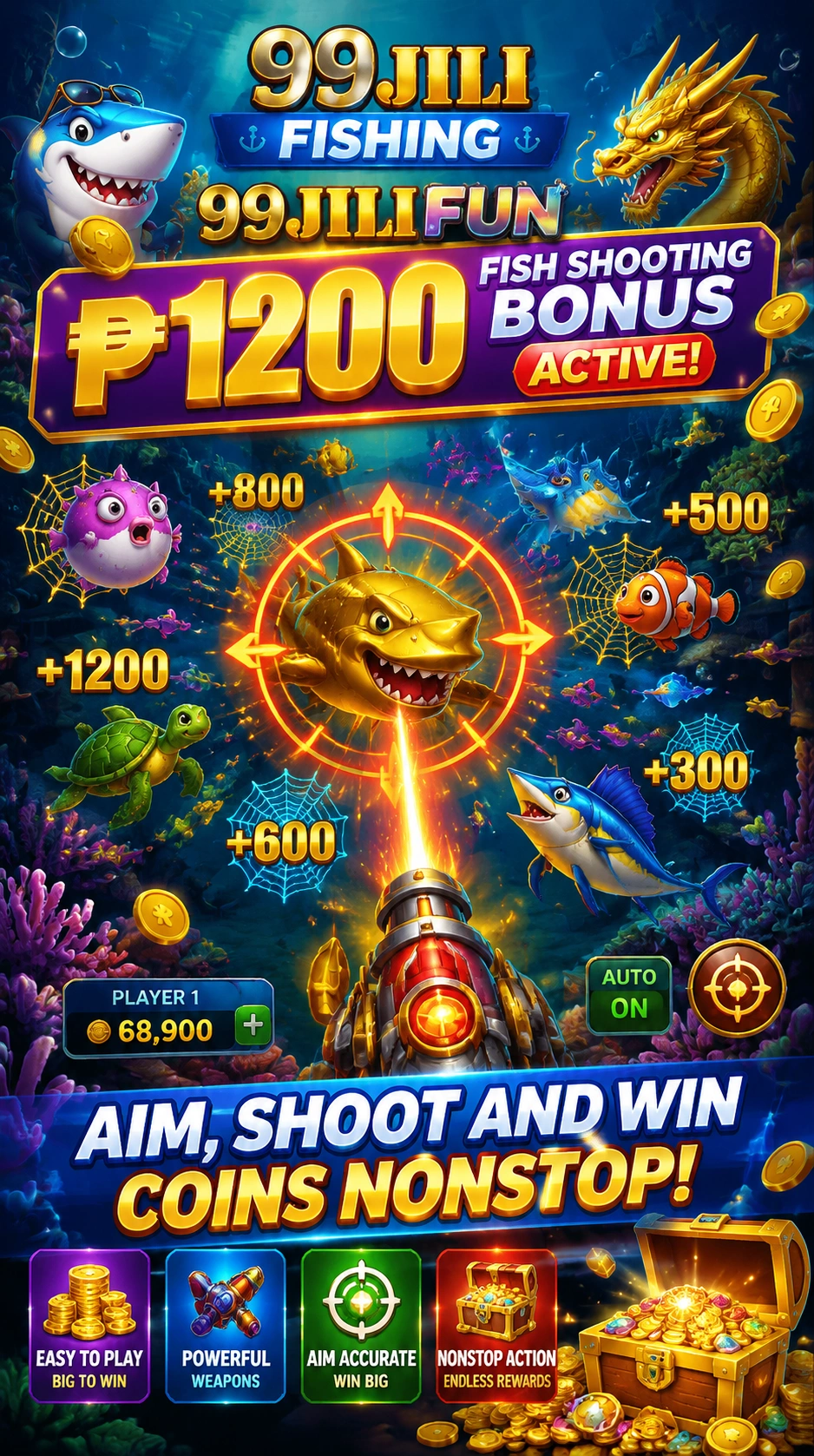 Mobile fishing game interface on Android iOS