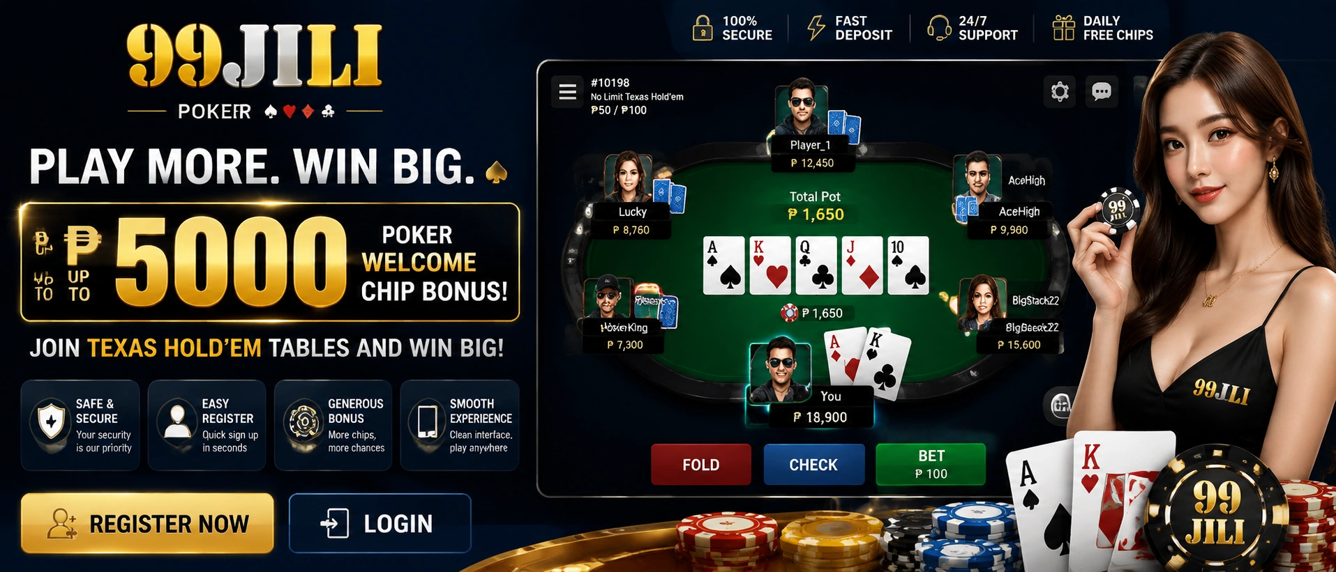 Poker hands and table view