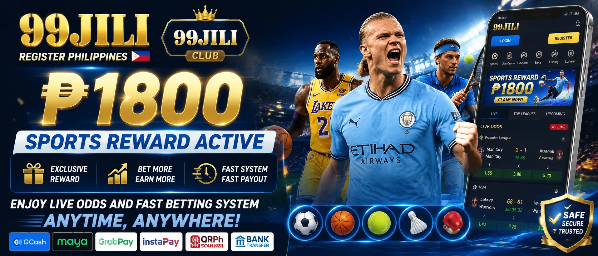 Sports betting interface on 99jili